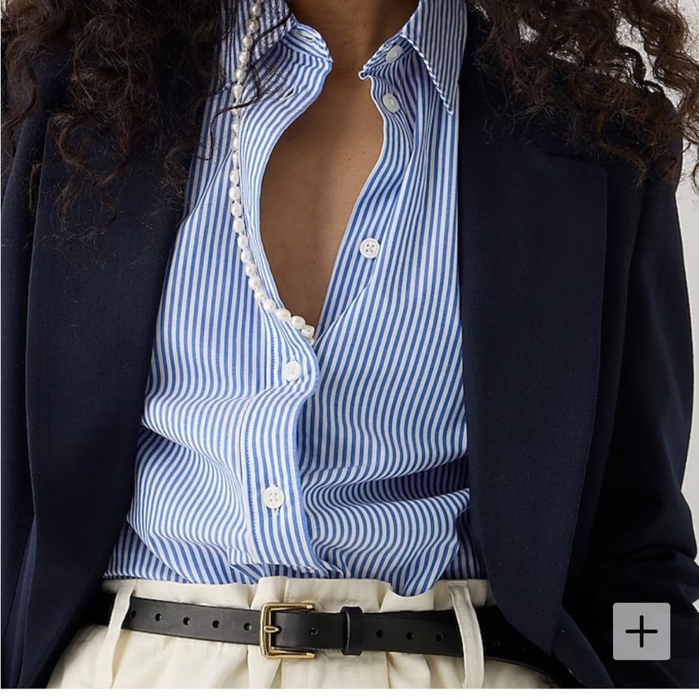 J. Crew Blue Striped Button Up Size Small Petite